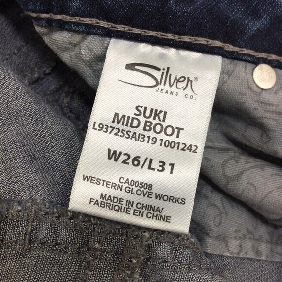 Silver Jeans Co Suki Mid Bootcut Dark Wash Stretch Denim Jeans Blue Size W26/L31 - Picture 3 of 6